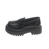Niulatu Thick Bottom Black Flats Slip-On Loafers New All-Match Heightening British Style Women Shoes Zapatos De Mujer DJSE