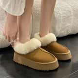 Niulatu Women's Snow Boots 2025 Winter New Design Fluffy Keep Warm Ankle Boots Ladies Home Slides Anti-slip Warm Fluffy Slippers Shoes DJSE