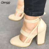 Niulatu Women's Pumps Plus Size 35-43 Women Gladiator Summer High Heels for Party Wedding Shoes Thick Heels Fashion Lace-up Female Black DJSE