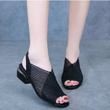 Niulatu Women¡®s Sandals 2025 Thick Heel Peep Toe Summer Shoes for Women Mesh Breathable Sandals Ladies Plus Size Girls Sandal New DJSE