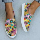 Niulatu Graffiti Women Flat Shoes Shallow Thick Bottom Casual Canvas Female Footwear Spring Slip On Women's Shoes Plus Size 2025 DJSE