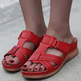 Niulatu Women Shoes Summer Premium Orthopedic Female Platform Wedges Open Toe Sandals Retro Anti-slip Leather Casual Fashion Shoes DJSE
