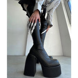 Niulatu Party Women Winter Boots 2025 Platform Chunky High Heels Motorcycle Long Boots Luxury Big Size Punk Shoes Woman DJSE
