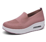 Niulatu Women Flat Platform Shoes Sneakers Round Toe Slip-on Flat Bottom Wedge Walking Shoes Solid 2025 Summer Breathable Casual Mesh PU DJSE