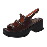 Niulatu Platform Sandals Ladies High Heels Summer Women's Shoes Wedge Sandals Open Toe Shallow Solid Color Buckle Casual DJSE