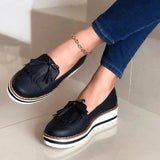 Niulatu Round Toe PU Ladies Loafers Shoes Slip on Rubber Platform Shoes Women Vulcanized Shoes Woman Autumn Sneakers Female Wedges DJSE