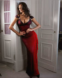 Niulatu A Line Straps Ombre Burgundy Chiffon Long Prom Dress HZ0113