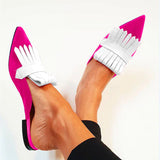 Niulatu Flat Heels Women Shoes Spring Autumn Pointed Toe Slides Mules Shoes Fashion Big Size Female Low Heels Sandals Slippers DJSE