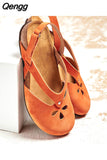 Niulatu Women Sandals Plus Size Flat Round Toe Sandals Female Casual Ankle Hollow Sandals Elegant Soft Beach Sole Women Shoes988 DJSE