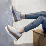 Niulatu Spring New Women Flat Platform Shoes Slip On Moccains Ladies Casual Shoes Woman Thick Sole Brogue Creepers Sneakers DJSE