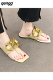 Niulatu on Sale 2025 High Quality Fashion Women's Slippers Open Toe Outdoors Flat Sandals Casual Flip-flops Zapatos Mujer DJSE