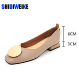 Niulatu Women Shoes Low Wooden Low Heel Ballet Square Toe Shallow Buckle Brand Shoes Square Heel Slip On Loafers Zapatos De Mujer DJSE