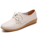 Niulatu Autumn women oxford shoes ballerina flats shoes women genuine leather shoes moccasins lace up loafers white shoes DJSE