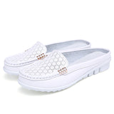 Niulatu 34-43 Leather Slippers Sandals Women Cut-out Breathable Outside Summer Slippers Shoes Woman Flats Women Sandal WSH3225 DJSE