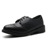 Niulatu Women Brogue Shoes Oxford Flats Autumn Spring Woman Full Black Office Ladies Female Derby Shoes DJSE