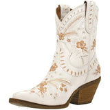 Niulatu Estern Boots For Women Ankle Bootie Cowboy Cowgirls Flower Print Fashiin Chunke Heel Slip On Shoes 2025 DJSE