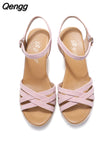 Niulatu Peep Toe Women'S Heel Summer Shoes Female Wedge Heel Woman Sandals Platform Size 33 34 35 36 37 38 39 40 41 42 DJSE