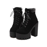 Niulatu Platform Ankle Boots Women Autumn Lace Up Thick High Heel Ladies Woman Fashion Shoes Women's Casual Footwear DJSE