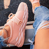 Niulatu for Women Platform Flat Women's Sports Shoes Female Casual Breathable Vulcanized Woman Lace Up Footwear Big Size DJSE