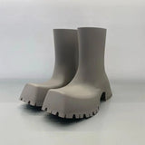 Niulatu Trendy Square Head Thick Bottom Rain Boots Non-Slip Waterproof Tooling Boots British Style Menand Women Couple Shoes DJSE