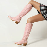 Niulatu Cowboy Boots High Boots Women Knee Length 2025 Autumn Winter New Fashion All Match Pointed Toe Women's Shoes DJSE