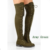 Niulatu New Sexy Women's Winter Boots Thigh High Boots Lace Up Rubber Female Shoes Rome Style Over The Knee Long Boot for Women DJSE