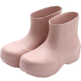 Niulatu Design Modern Fashion Ankle Rainboots Elastic Waterproof Upper Thick Platform Flat Height Increasing Non Slip Rainy Shoes DJSE