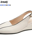Niulatu Leather Women Shoes Slingbacks Wedges Pump Oxfords Brand Slip on Casual Shoes Moccasins Wild Driving Sandals Women DJSE