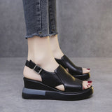Niulatu Sandals Women 2025 New Summer High-heeled Fish Mouth Women's Shoes Soft Leather High Platform Shoes Slippers DJSE