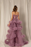 Niulatu A-line Tiered Spaghetti-Straps Long Prom HZ1007