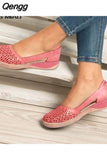 Niulatu Women Sandals Summer Ladies Slides Shoes Leather Breathable Slippers Women Sandals Outside Casual Flats Retro Slipper DJSE