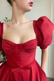 Niulatu Split Front Short Prom Dress with Square Neckline and Short HZ1007