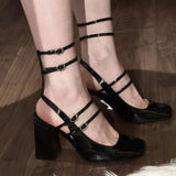 Niulatu Women's Sandals Summer 2025 New Patent Leather Square Toe Buckle Sexy Mary Jane Party Ladies Shoes Luxury Brand Designer Shoes DJSE