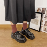 Niulatu Women Platform Flat Oxford Shoes Black Lace Up Leather Casual Round Toe Spring Autumn Shoes Heighten Waterproof Shoes Plus Siz DJSE
