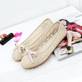 Niulatu Women Flats Bow Ballet Flats Shoes Women Fashion Slip On Cut Outs Flat Women Shoes Sweet Hollow Casual Shoes Breathble Flats DJSE