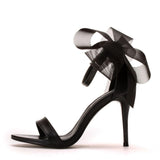 Niulatu Woman Sweet Bow Knot Elegant Ankle Strap Party Sandals Black Thin High Heels White Wedding Shoes Open Toe DJSE