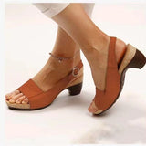 Niulatu Toe Flip Flop Beach Women's Sandals Plus Size Women's Shoes Buckle Strap Women Shoes Thick High Heels Sandals Rear Band DJSE