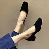 Niulatu Heels Shoes Woman 2025 Autumn Square Toe Black Heels Office Ladies Female Pumps women shoes DJSE