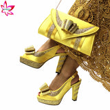 Niulatu New Arrivals Spring INS Hot Sale Italian Design Shoes Matching Bag Set in Yellow Color High Quality Slingbacks Sandals DJSE