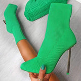 Niulatu Fashion Luxury Lady Square toe Short Kitted Boot Female Stiletto High Heels shoes Women Knee Boots DJSE