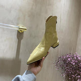 Niulatu Women Low Heels Shoes Chunky Pointed Toe Ankle Chelsea Boots 2025 Goth Fad Gladiator Women Boots Casual Shoes DJSE