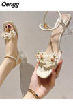 Niulatu Women Shoe Sandals Designer Flower Embroider Casual Slipper Luxury High Heel Pumps DJSE