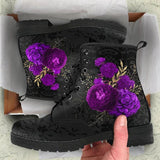 Niulatu leather Rose Dragon Embroidered boots Fashionable Flat lace-up Short boots women shoes Big size DJSE