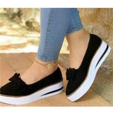 Niulatu Women Bowtie Platform Flat Loafer Summer Shoes Ladies Slip On Cover Heel Shoes Female Sewing Woman Fashion Footwear Plus Size DJSE