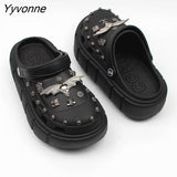 Niulatu punk metal rivets Sandals Women Slippers Platform Sandals Outdoor Clogs Thick Street Beach Slippers Flip Flops Garden Shoes DJSE