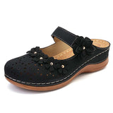 Niulatu Women Fashion Sandals Flat Ladies Flower Sandals Comfortable Female Soft Bottom Shoes Leisure ladies Hollow Out Light Footwear DJSE