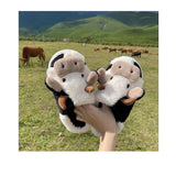 Niulatu Cotton Warm Home Slippers Women's Winter Anti-Skid Thick Bottom Plush Indoor Household Shoes Lovely Cow Animal Slipper DJSE