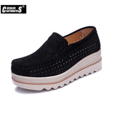Niulatu Women Flat Platform Shoes Flats Women Cut-out Suede Leather Slip on Thick Heels Loafers Ladies Creepers Women 509 DJSE