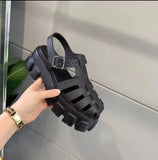 Niulatu New brand Fashion Shoes Women Thick Heel Platform PU Leather Sandals For Woman 2025 Outdoor Ins Casual Footwear heels DJSE