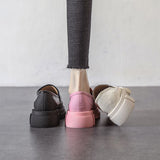 Niulatu Fashion Loafers Shoes For Women 2025 Spring New Designed British Style Cowhide Solid Color Platform Thicken Heel Shoes DJSE